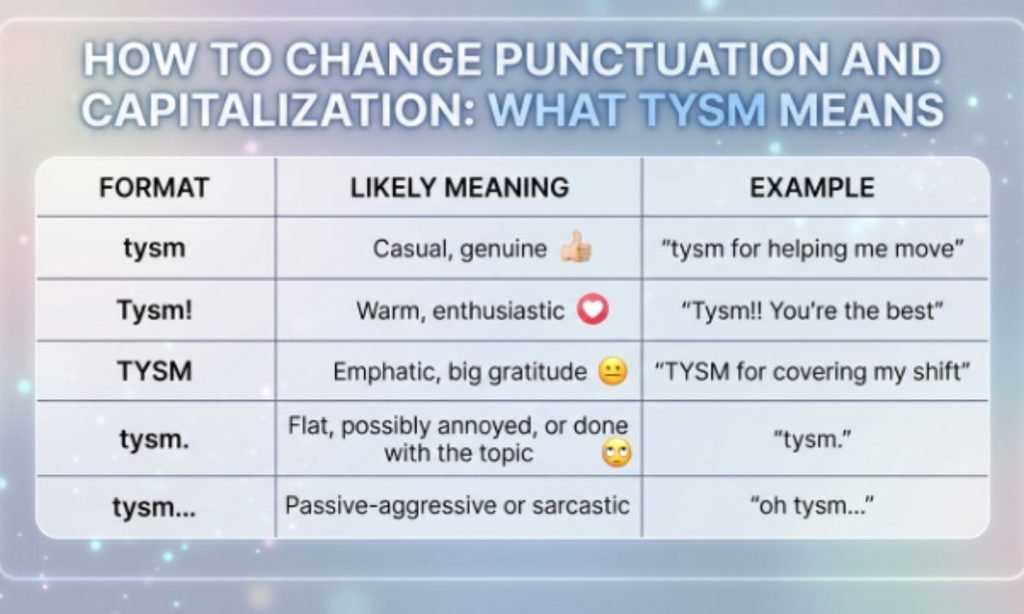 How Punctuation and Capitalization Change What TYSM Means