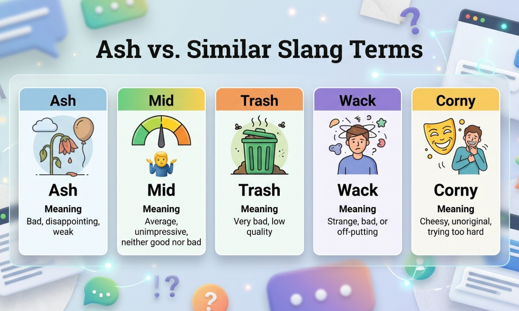 Ash vs. Similar Slang Terms