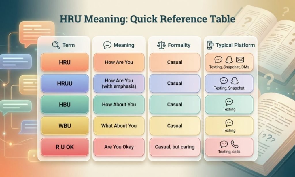 HRU Meaning: Quick Reference Table