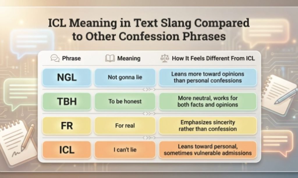 ICL Meaning in Text Slang Compared to Other Confession Phrases
