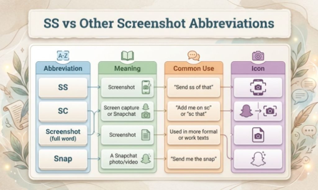 SS vs Other Screenshot Abbreviations