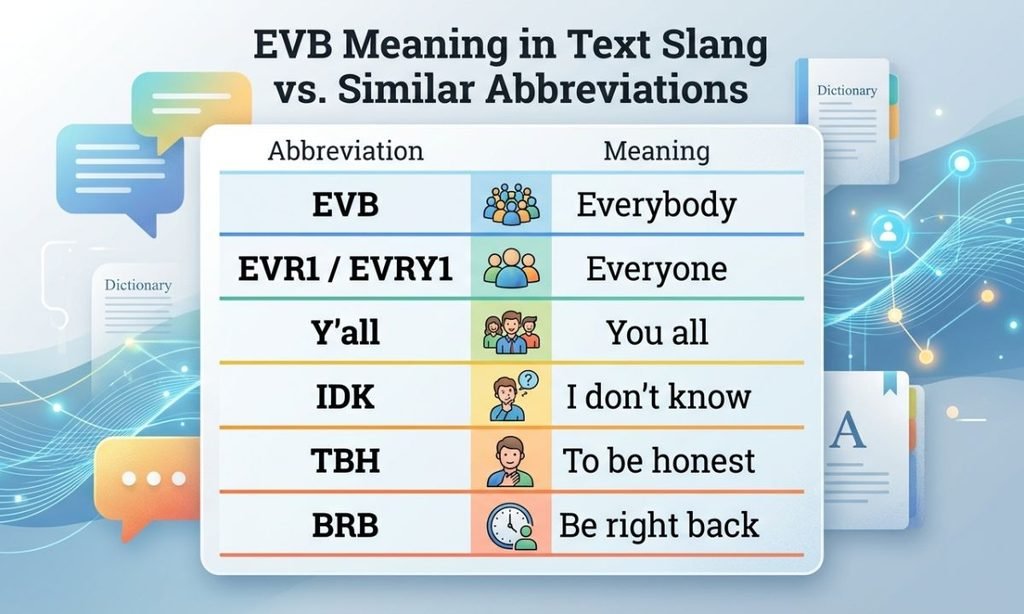 EVB Meaning in Text Slang vs. Similar Abbreviations