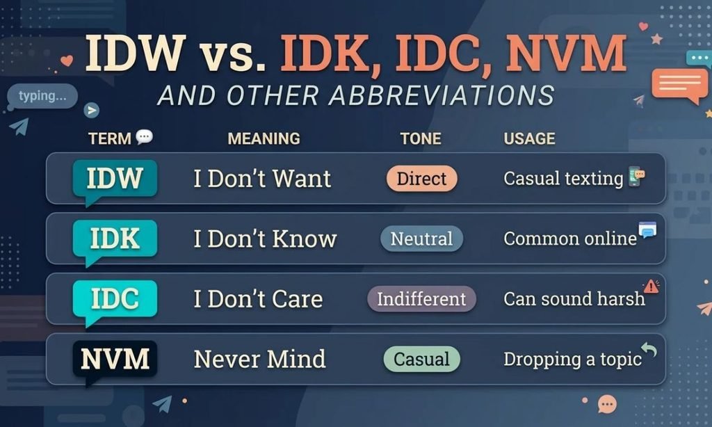 IDW vs. IDK, IDC, NVM and Other Abbreviations
