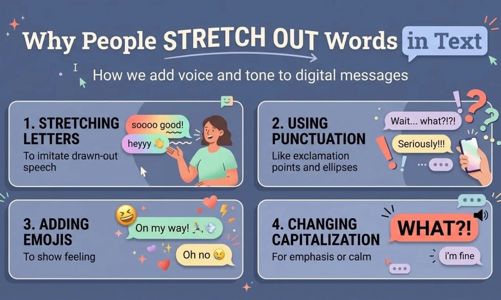 Why People Stretch Out Words in Text